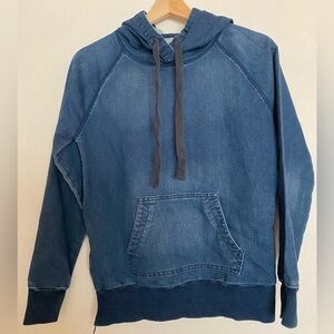 DENIM KNIT HOODIE LIGHT INDIGO -GAP-